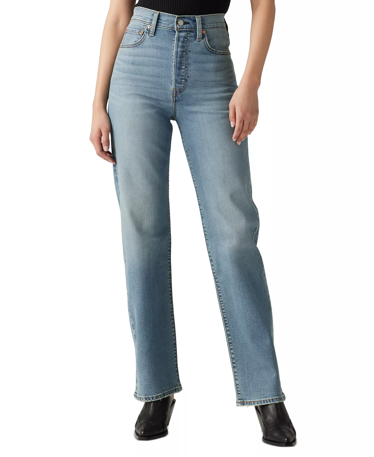 mni-73d817894af31d244b60237c3e985eaa Women's Ribcage High-Rise Straight-Leg Jeans