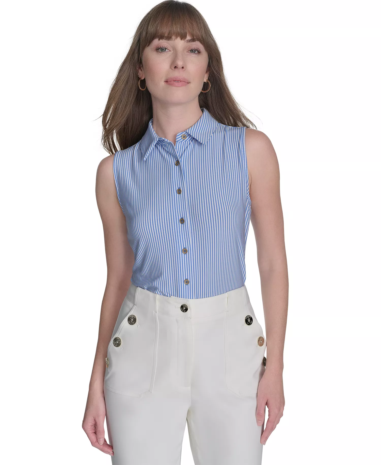 mni-74e535e1b9222268448b5a2624301d8f Women's Sleeveless Pinstripe Top — изображение 3