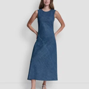 Women's Sleeveless Crewneck Bias Cut Dress