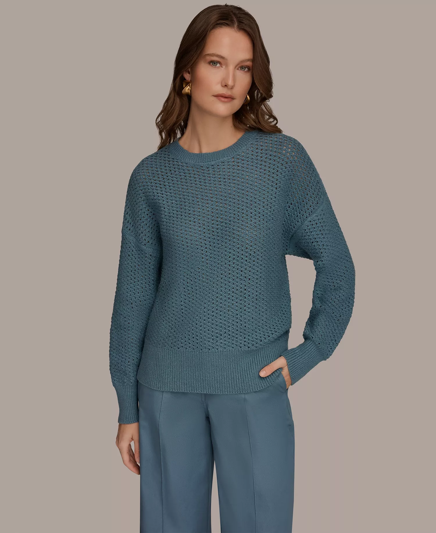 mni-754ec792bdf90a4adeb9ec0df1f40c3c Women's Long-Sleeve Open Stitch Sweater