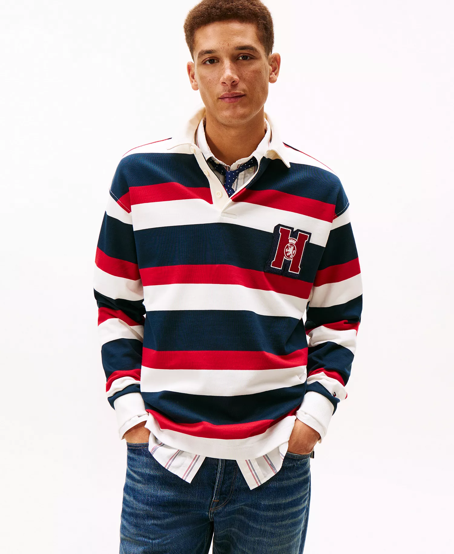 mni-7595cda1463dab1b099978455edfb144 Men's Crest Striped Polo Shirt