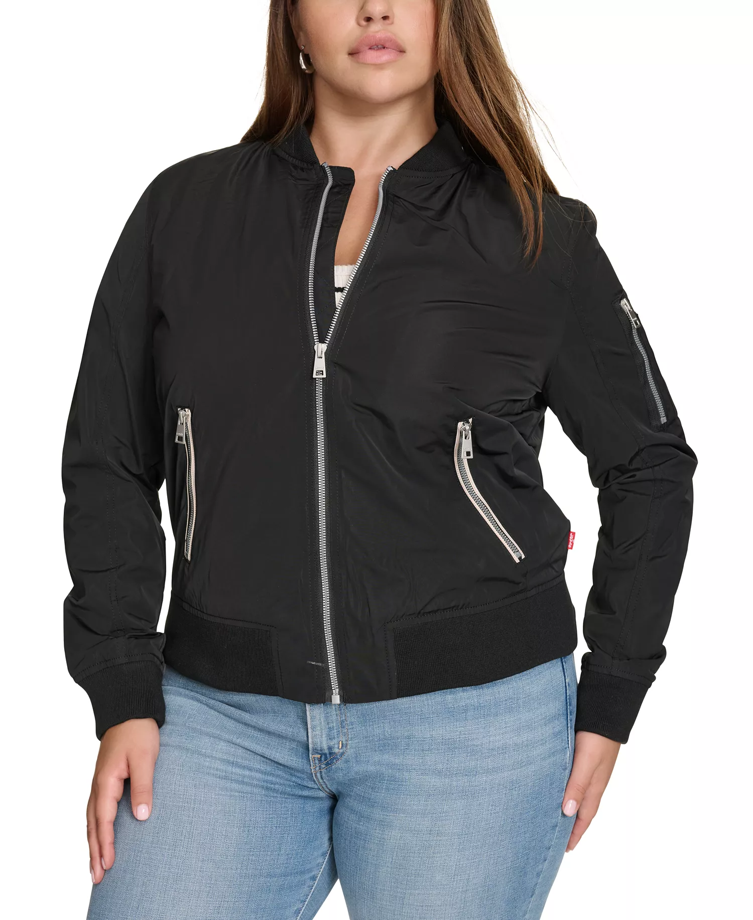 mni-7679c8277e4f90cbc95aa5ee5ecca171 Trendy Plus Size Melanie Bomber Jacket