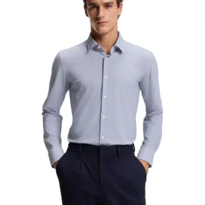 Men's Printed Performance-Stretch Jersey Slim-Fit Dress Shirt