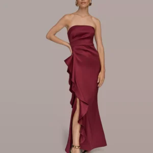 Women's Strapless Side Ruffle Dress