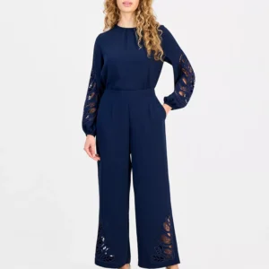 Women's Embroidered-Hem Wide-Leg Pants