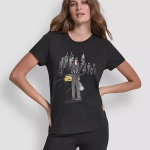 Women's Stud Moto Conversational Short-Sleeve Top