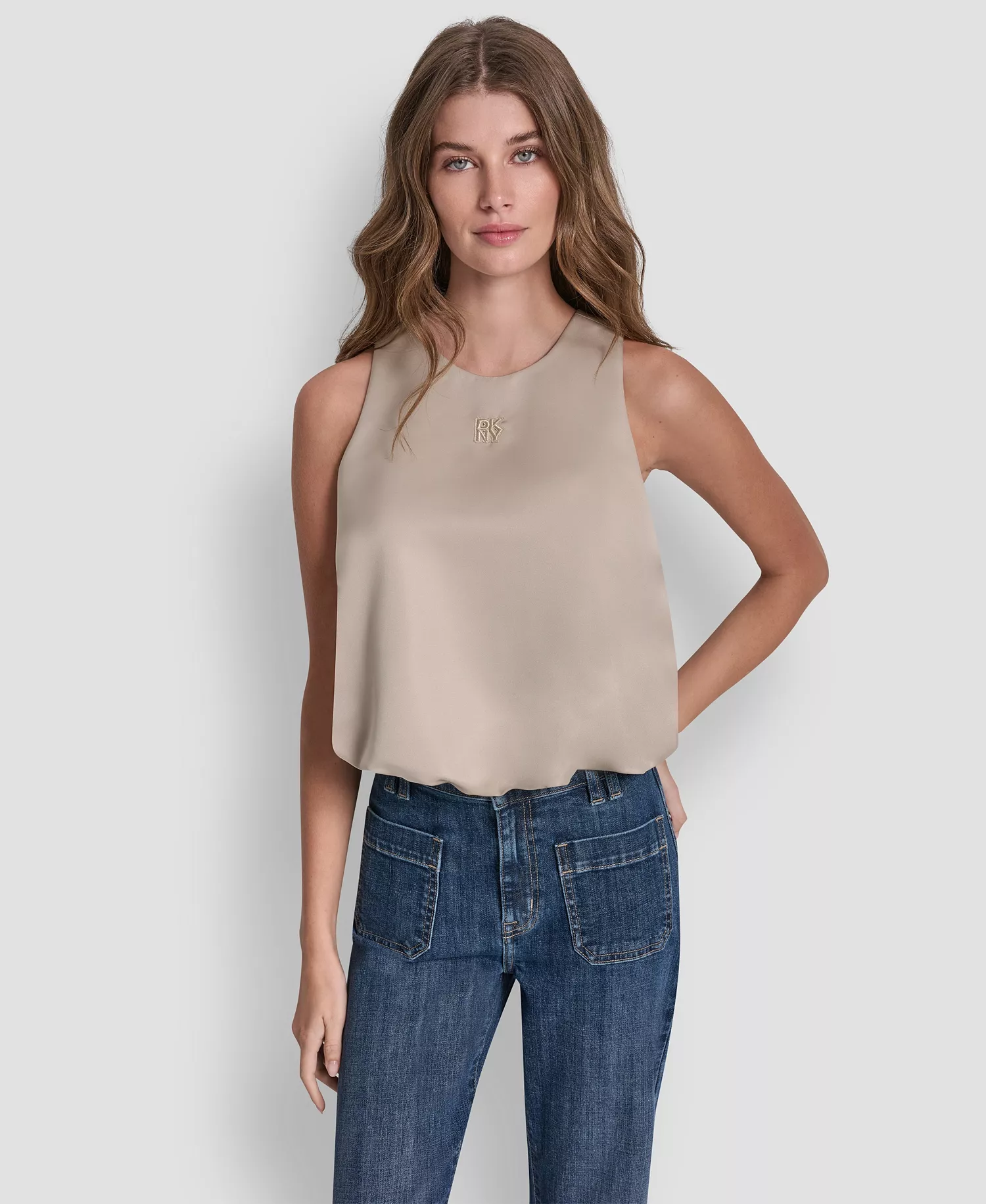 mni-779230edff245345dce404d90bc238e1 Women's Sleeveless Rhinestone Button Bubble Top — изображение 3