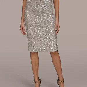 Women's Sequin Detail Midi Skirt