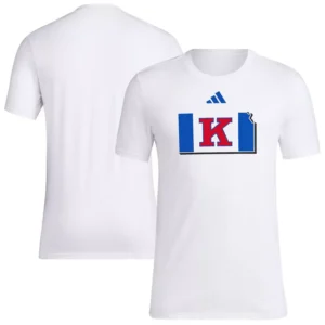 Men's White Kansas Jayhawks Basketball State Outline Fresh T-Shirt
