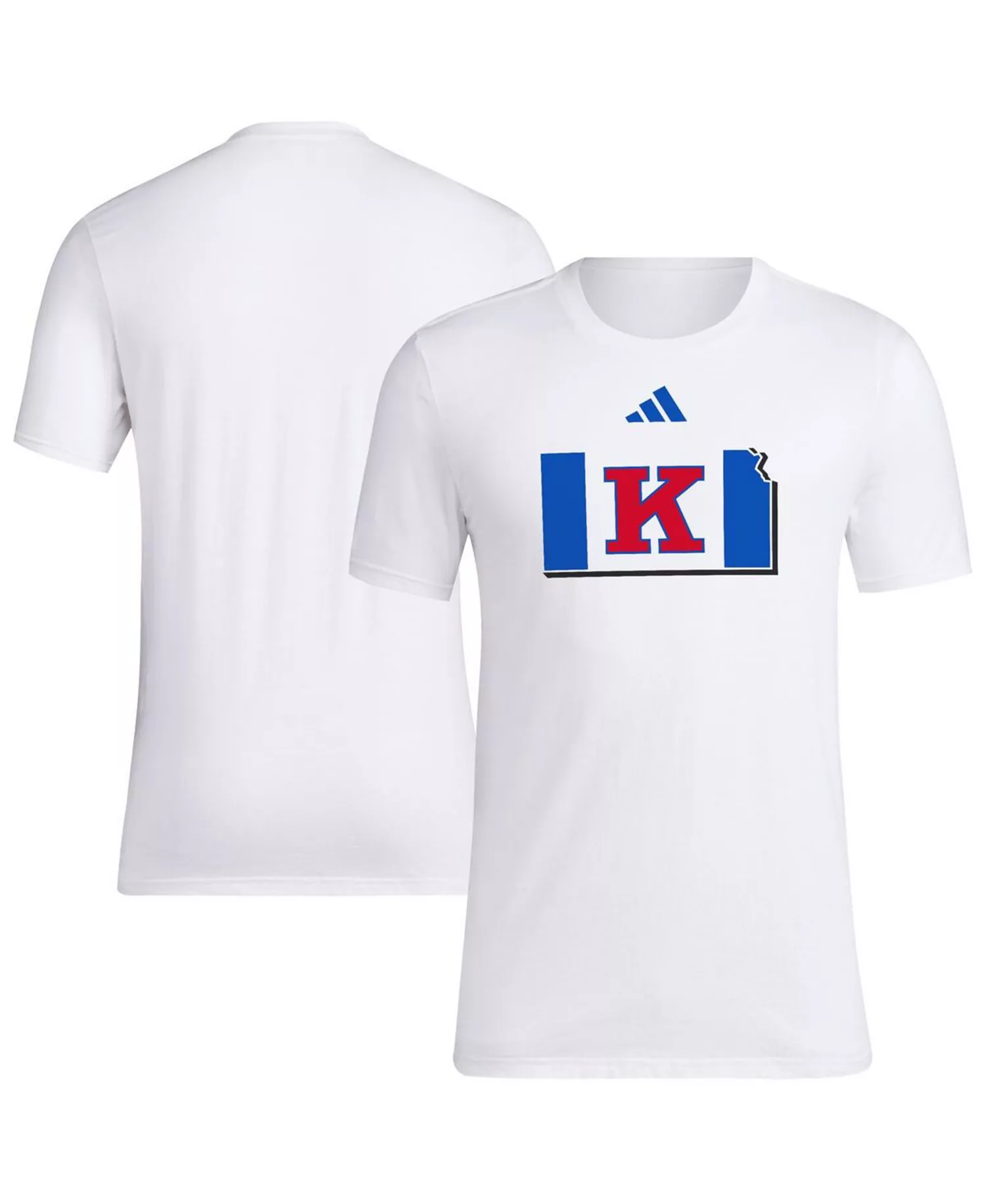 mni-78b08a286c69d4c49f5fed36b9f3a42d Men's White Kansas Jayhawks Basketball State Outline Fresh T-Shirt
