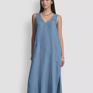 Women's Sleeveless V-Neck Side-Slit Dress