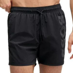Men's Vertical Logo Print Swim Shorts