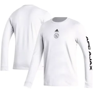Men's White Ajax Team Crest Long Sleeve T-shirt