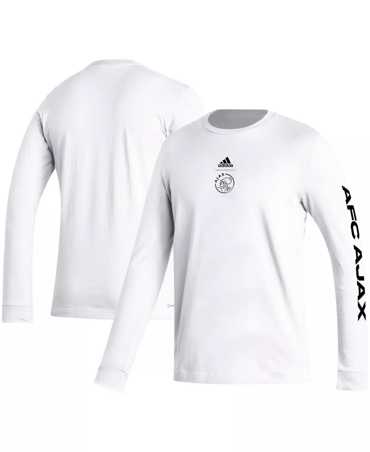 mni-792529755848d2a29ae64de700e48455 Men's White Ajax Team Crest Long Sleeve T-shirt