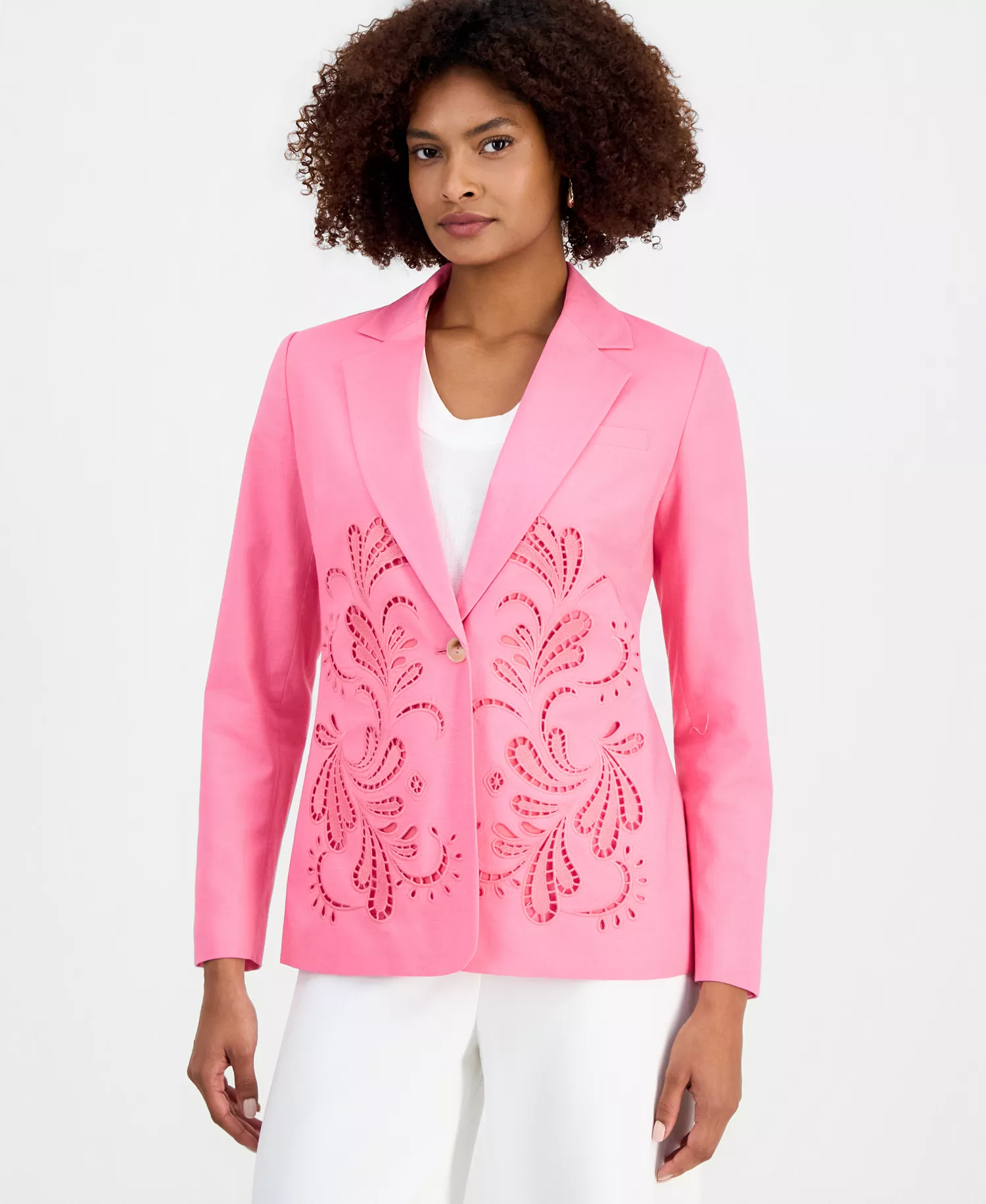 mni-7a2db1fa79cc315eae4bf1502acf2ae5 Women's Embroidered One-Button Jacket