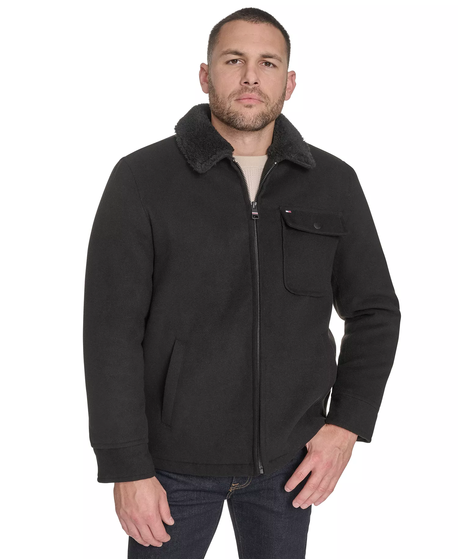 mni-7a95ec332bc70925c2712e2bc7d145fe Men's Wool Blend Jacket with Sherpa Collar
