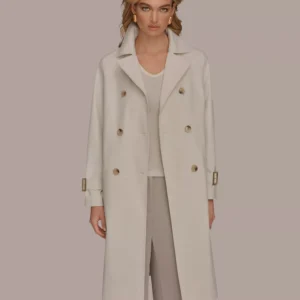 Women's Double Breasted Belted Notch Collar Trench Coat