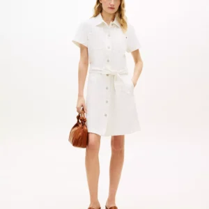 Women's Short-Sleeve Belted Shirt Dress