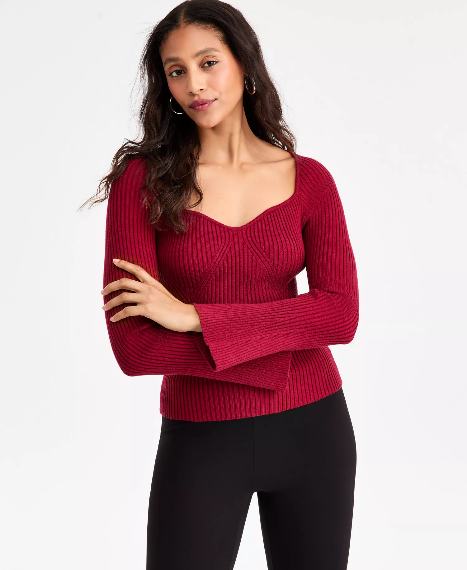 mni-7d275a94d18618b4ae9f6e85f7508092 Women's Sweetheart-Neck Bustier Ribbed Sweater, Macy's Exclusive — изображение 3