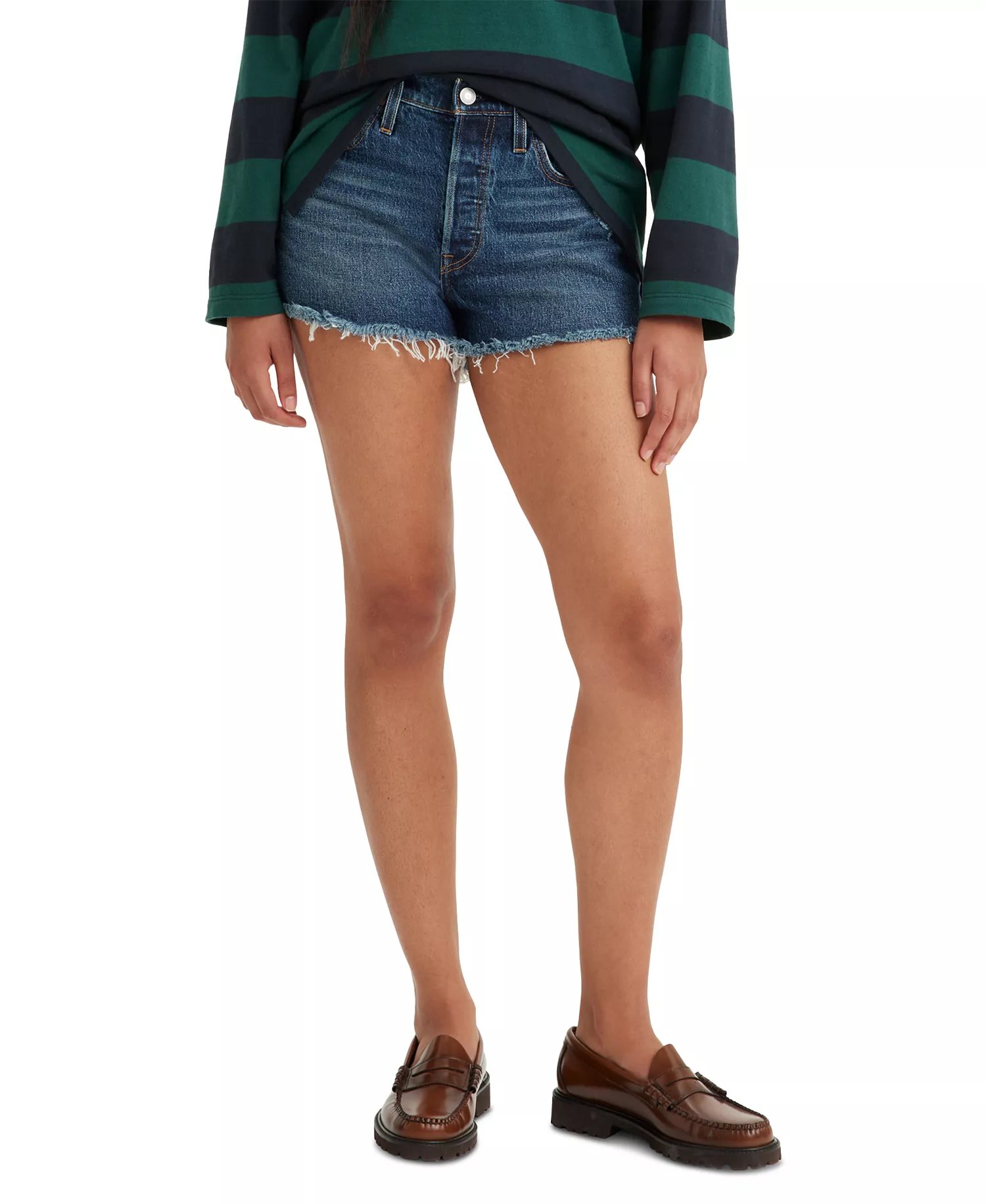 mni-7d3d9faf8380ce8f9a5da7acf5f4f937 Women's 501 Button Fly Cotton High-Rise Denim Shorts — изображение 3