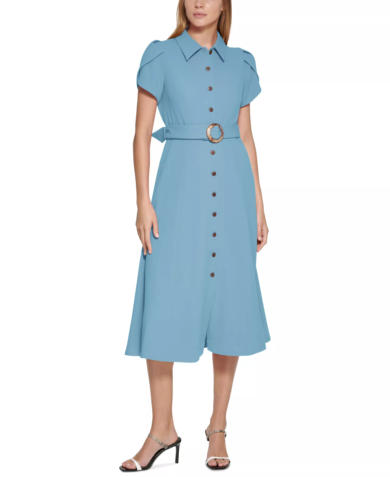 mni-7dd3235ea5cd232b1fdc2028742be0bf Women's Tulip-Sleeve Midi Shirtdress — изображение 3