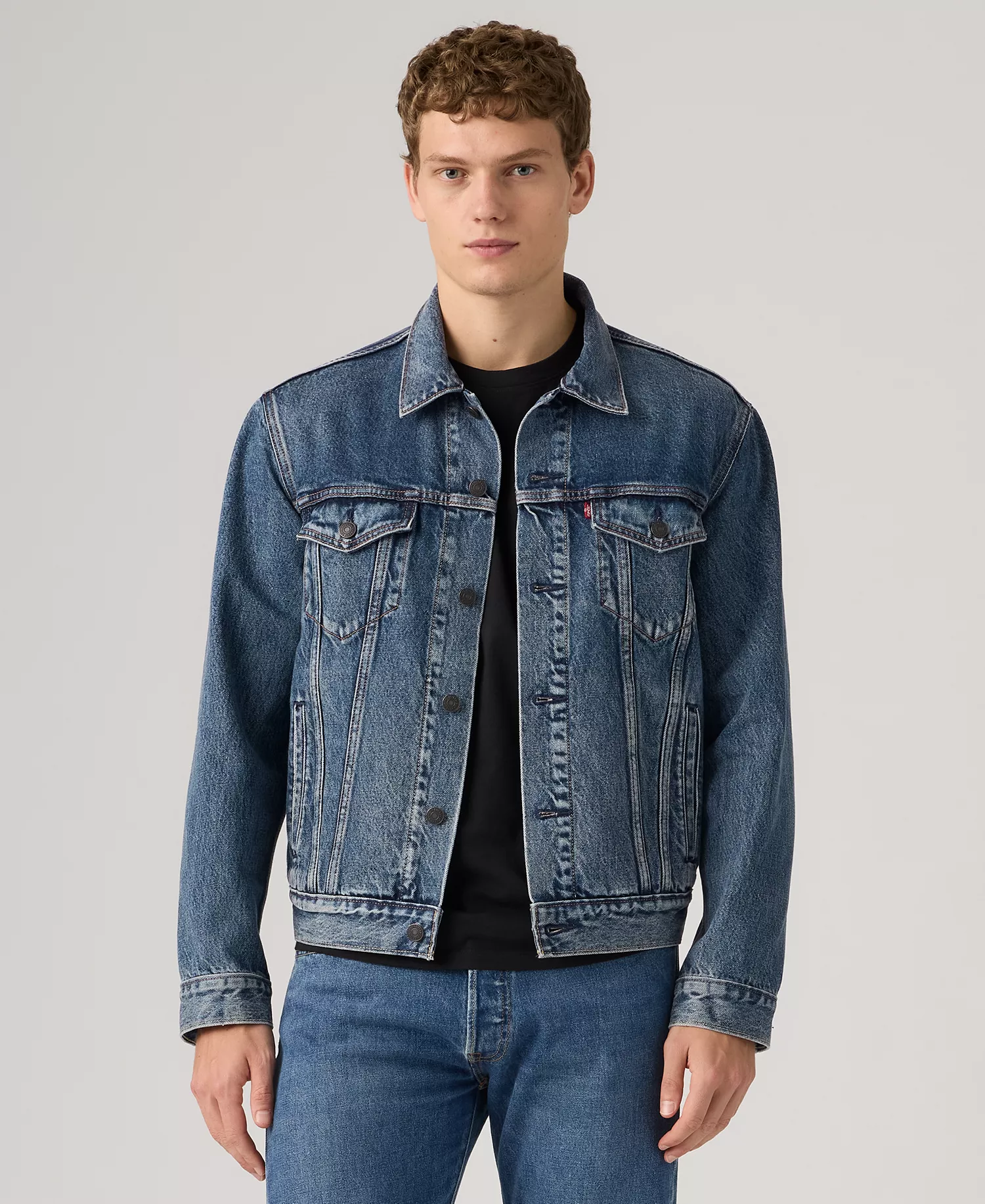 mni-7ec56e55136e8db0e9311f8f211320f0 Men's Regular-Fit Stretch Denim Trucker Jacket — изображение 8