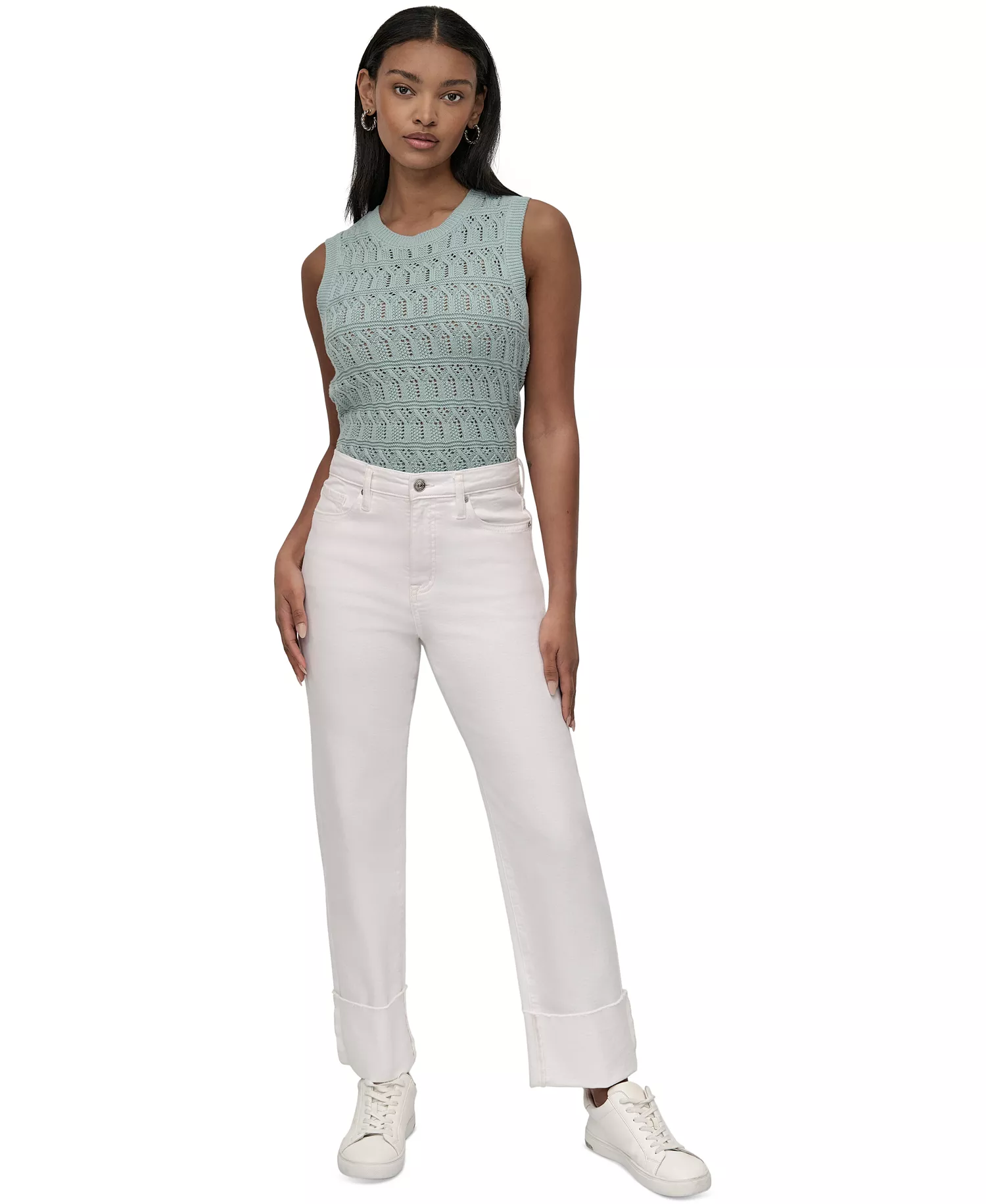 mni-7ec9f2dff9623bf854cd7940b788f537 Women's High-Rise Classic Cuffed Straight-Leg Jeans
