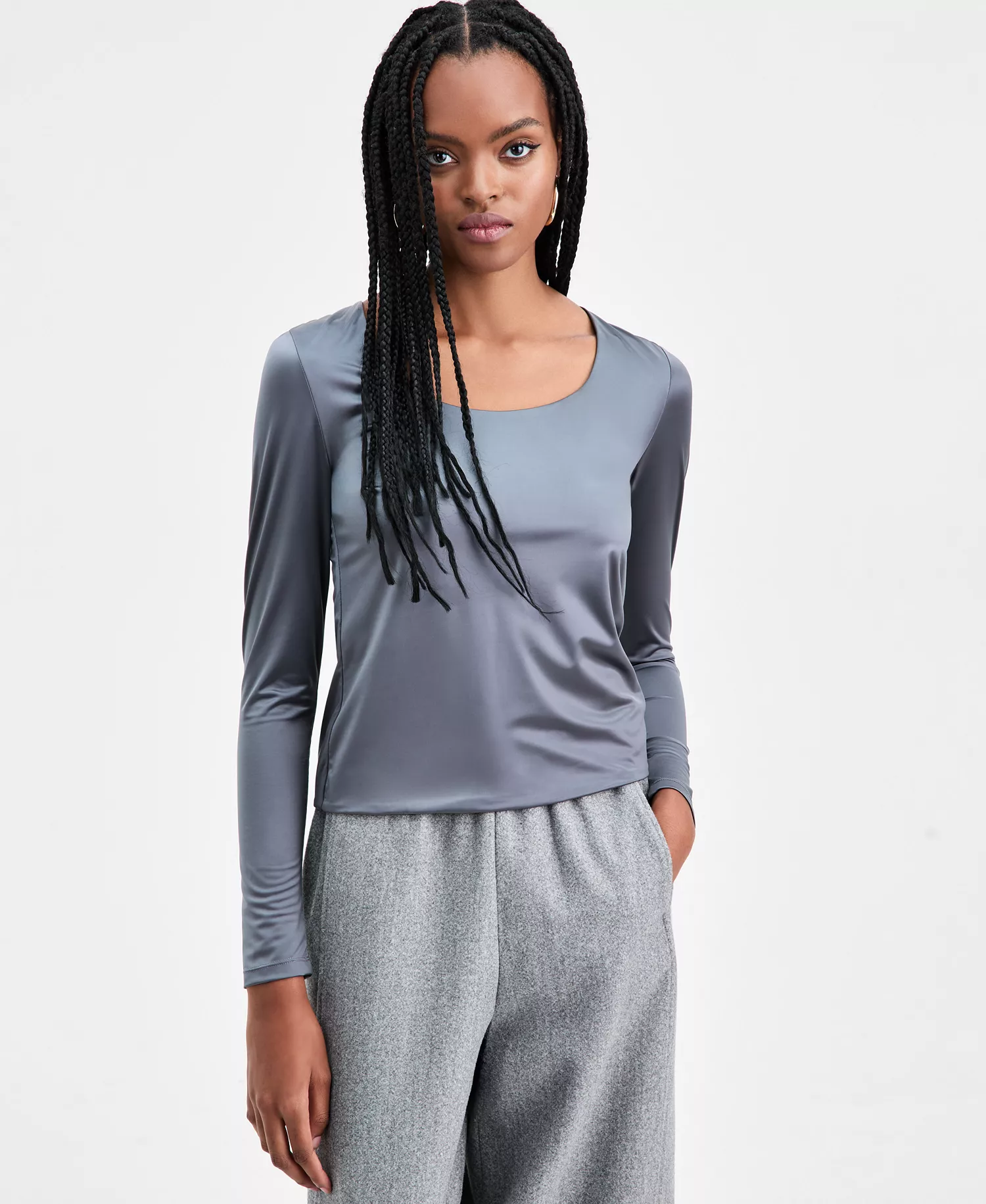 mni-7f02390fb4cb2ef1f63a0eadd8551060 Women's Shine Scoop-Neck Top, Macy's Exclusive — изображение 3