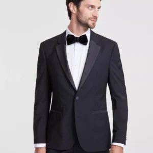 Men's Modern-Fit Wool Blend Black Tuxedo Suit Separates