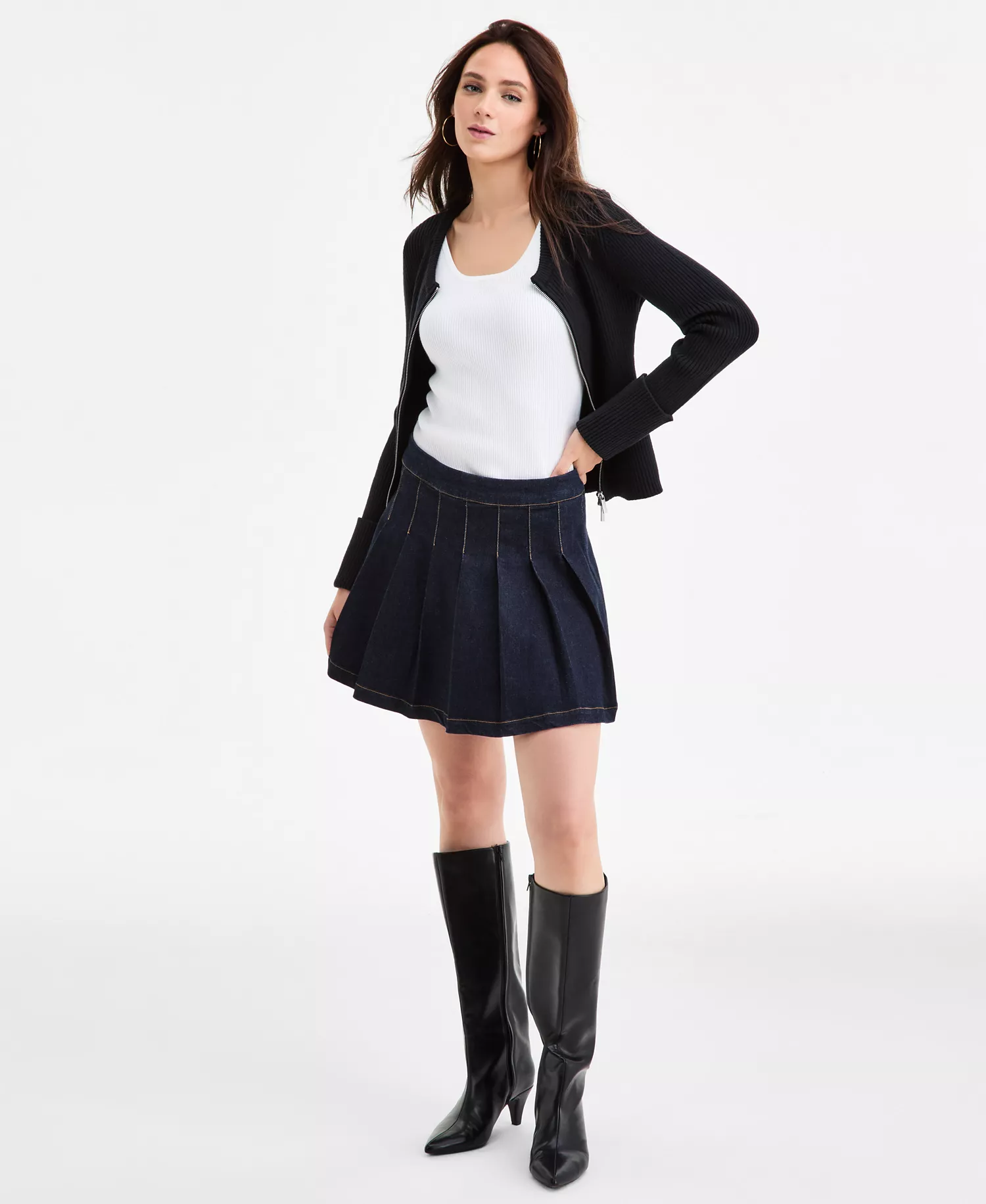 mni-8276003ed062b513586b67f19e5fbdd1 Women's Pleated Denim Mini Skirt, Macy's Exclusive