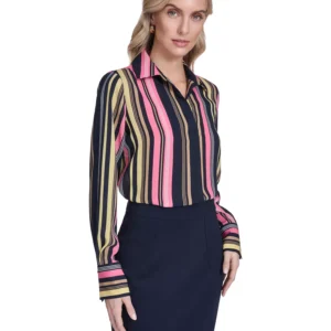 Women's Stripe Long-Sleeve Popover Top