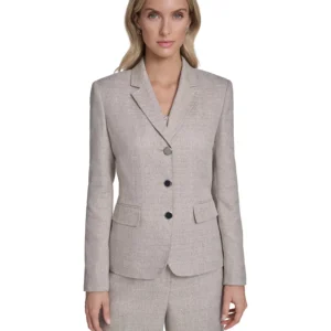 Women's Novelty 3-Button Jacket, Zip-Front Novelty Vest, and Novelty Wide-Leg Pants