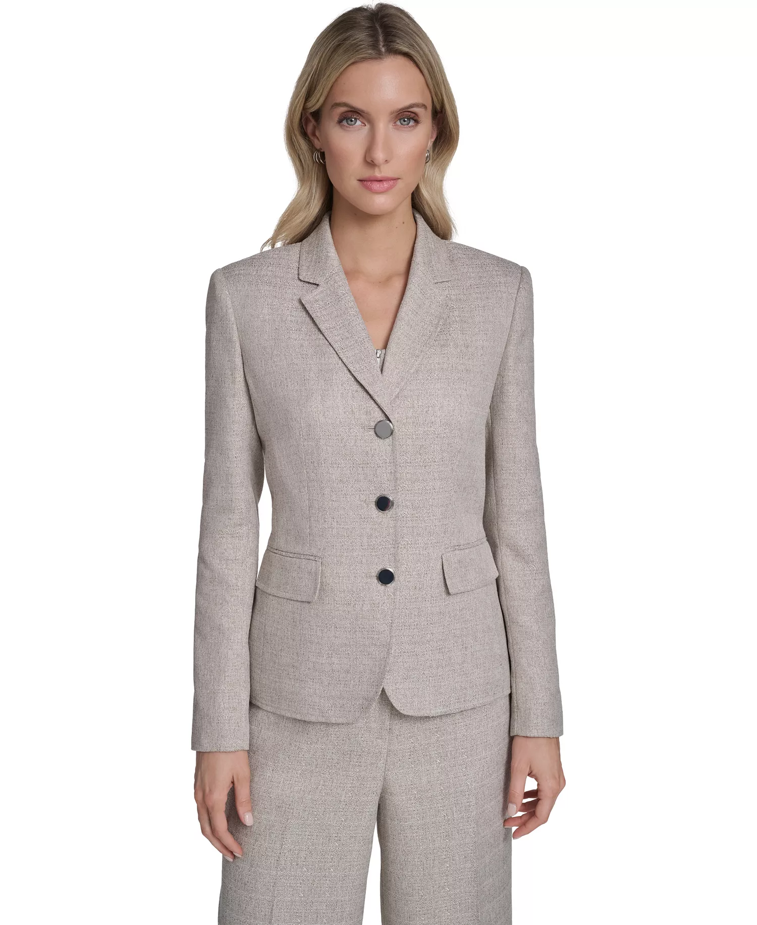mni-83bca857831cbad708d0f1c1f2a246ba Women's Novelty 3-Button Jacket, Zip-Front Novelty Vest, and Novelty Wide-Leg Pants