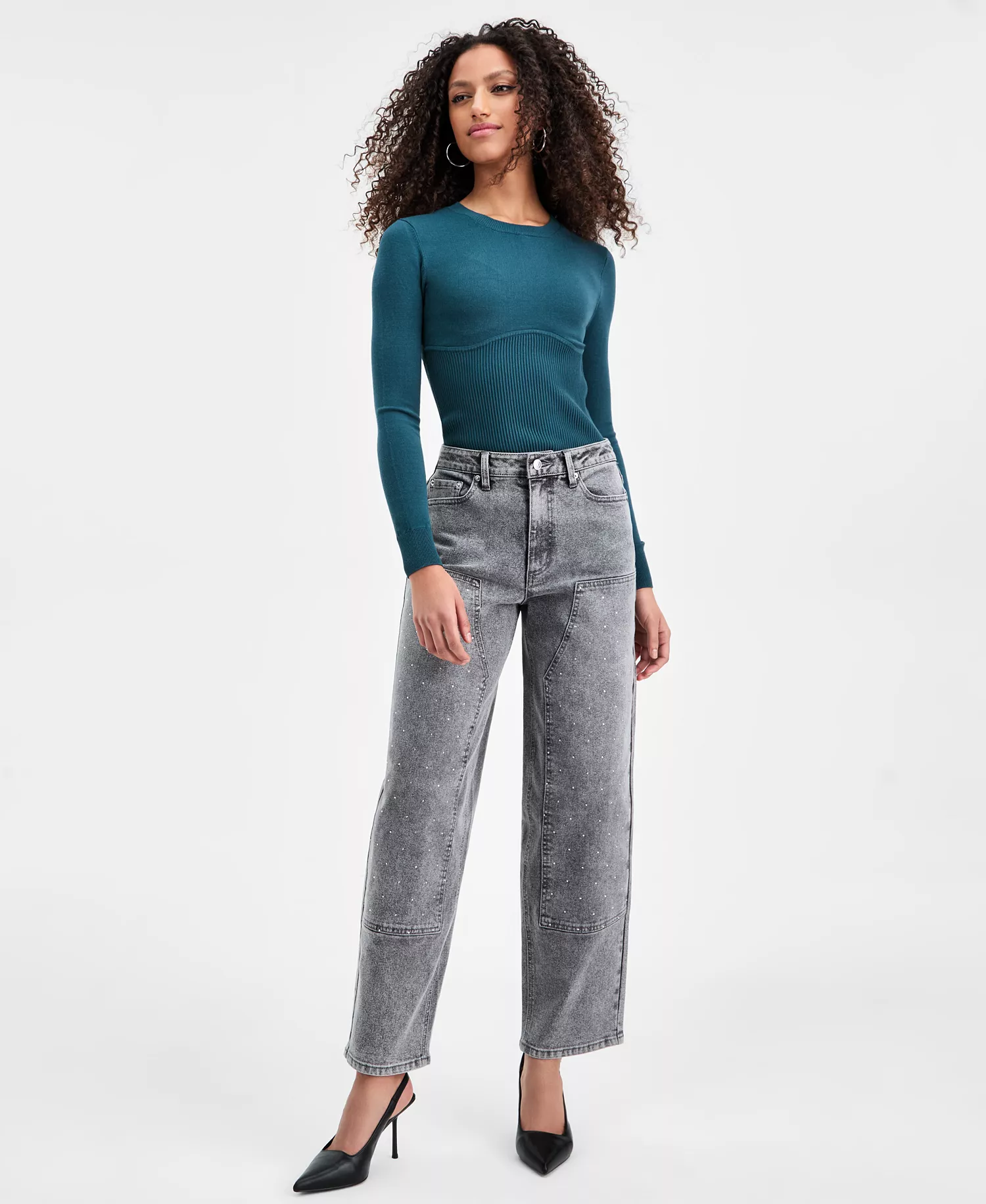 mni-83c5bc8c057f6889d89bf588b8a3ae2b Women's Rhinestone Embellished Barrel-Leg Jeans, Macy's Exclusive