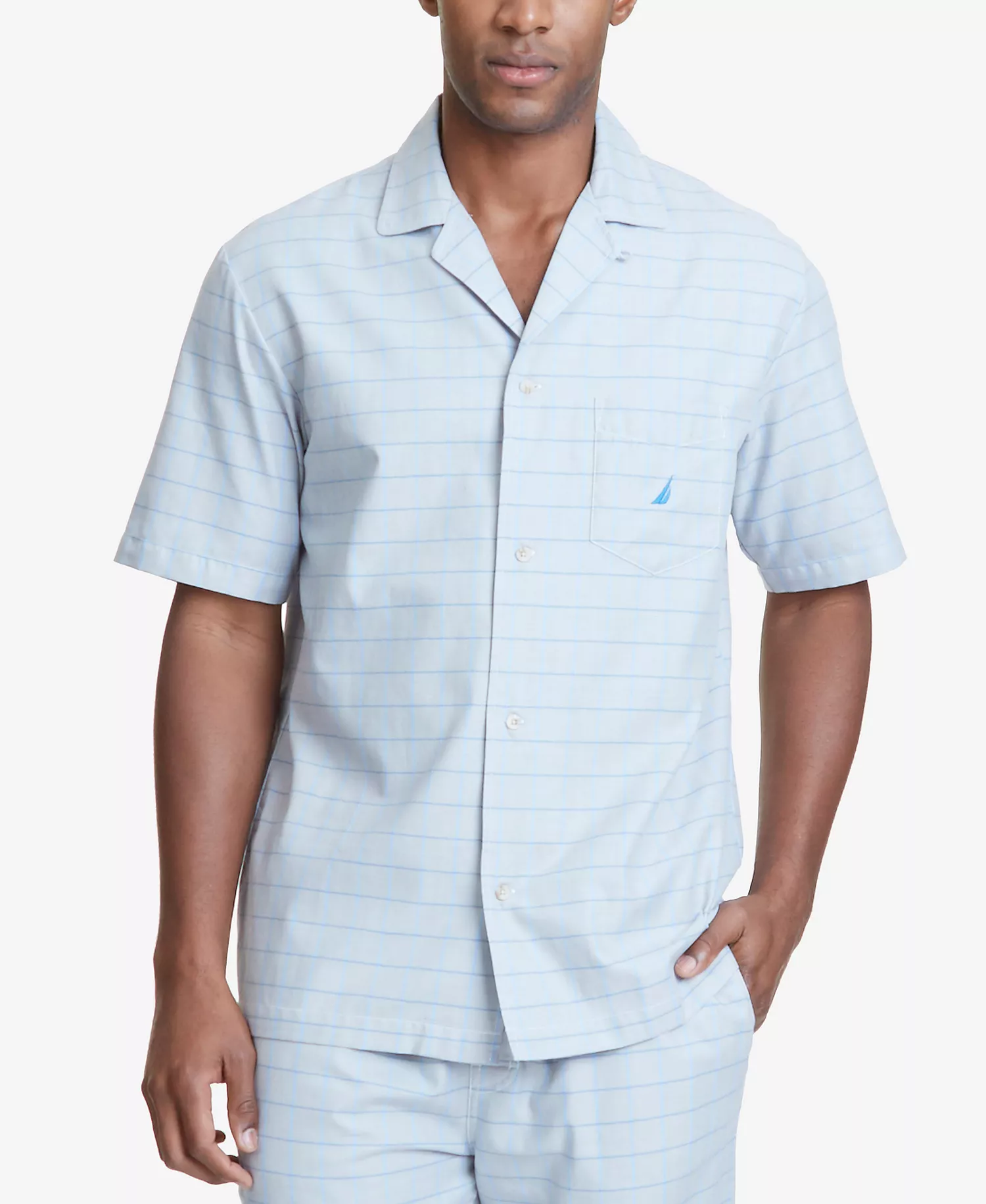 mni-847c9a7db970ae6e0c1da07df2b29666 Men's Windowpane Plaid Cotton Pajama Shirt