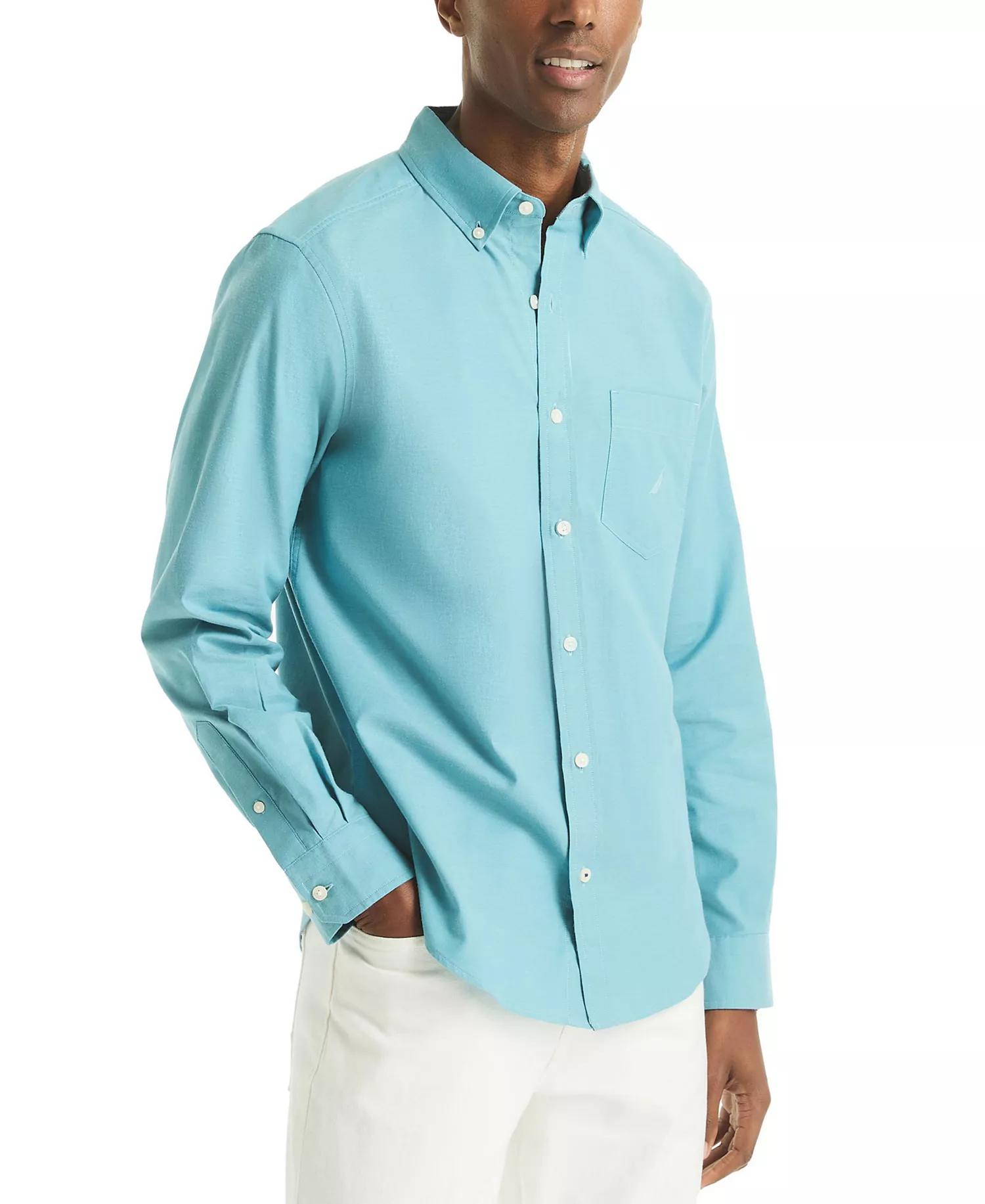 mni-850689342fbbfb9435f1afc79b46bb9d Men's Solid Long-Sleeve Oxford Shirt