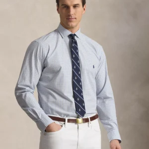 Men's Big & Tall Plaid Stretch Poplin Collared Shirt