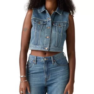 Women's Denim Trucker Vest