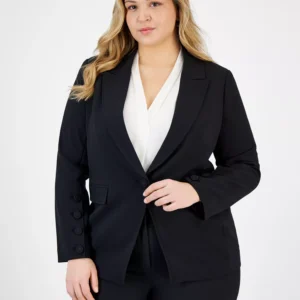 Plus Size Long-Sleeve One-Button Blazer