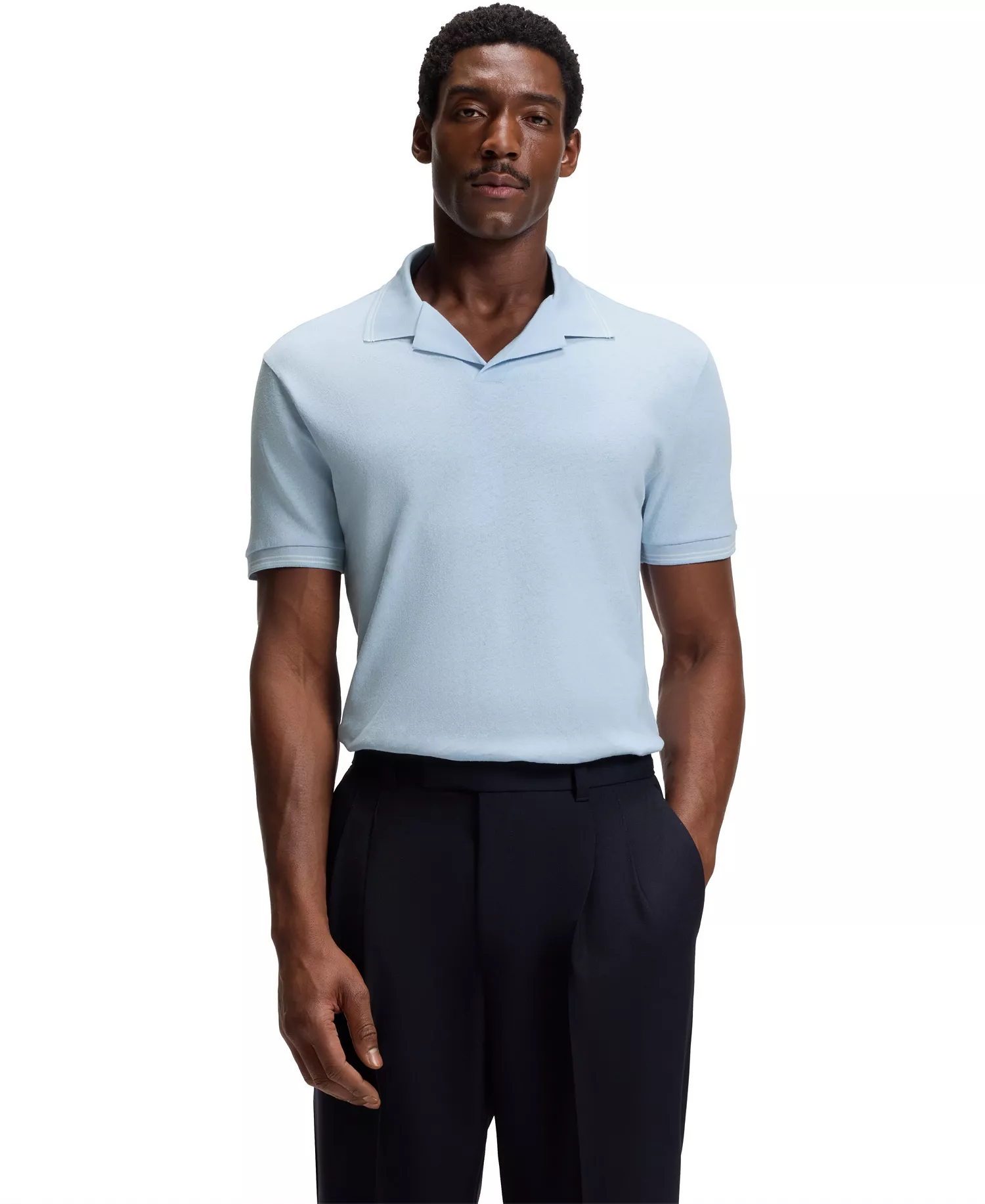 mni-8694465b574bf72f470dbf53e567977b Men's Cotton-Linen Johnny Collar Polo Shirt — изображение 3
