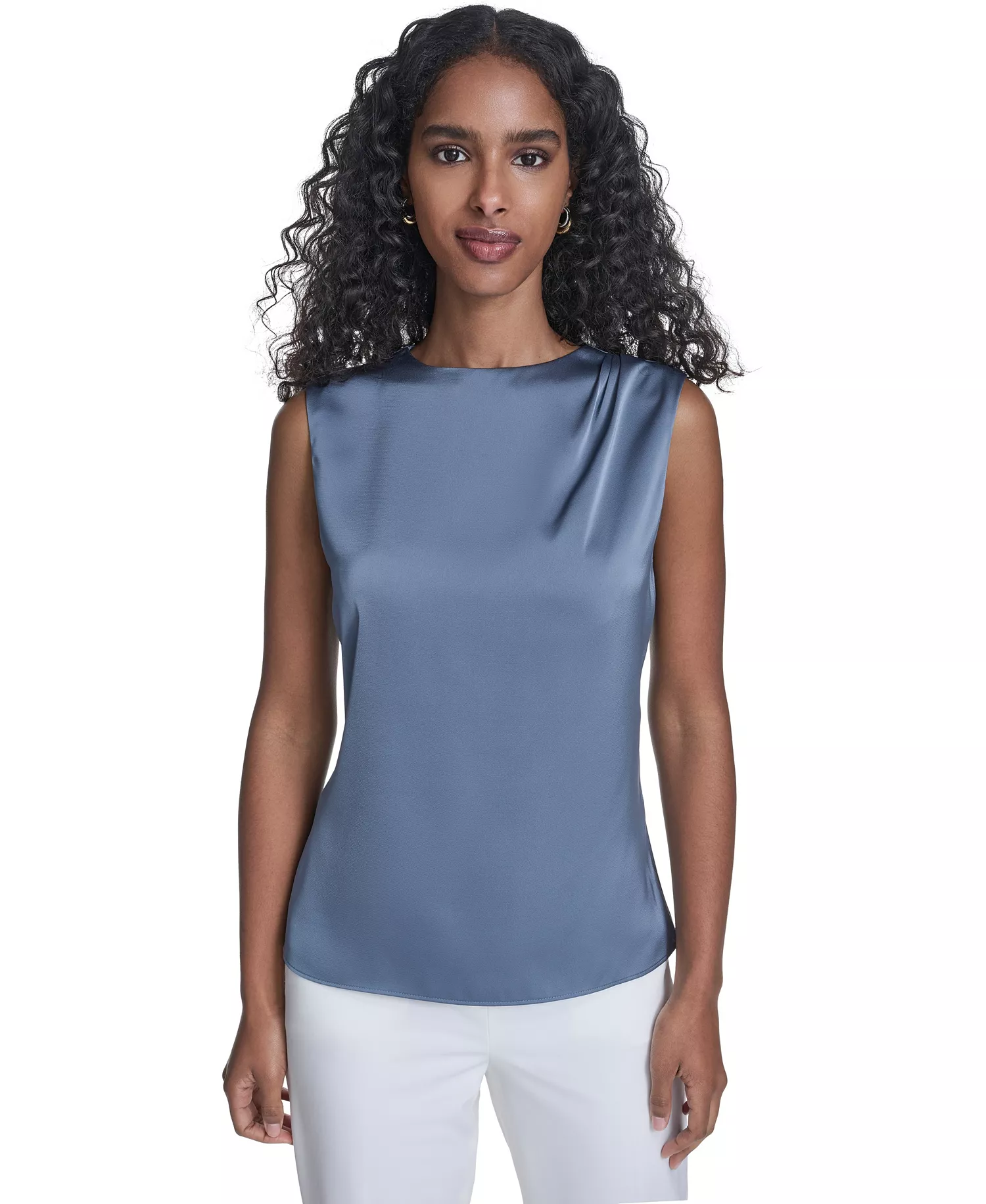mni-88429ec418806febb364ff73a0ed9dea Women's Solid Sleeveless Crewneck Top