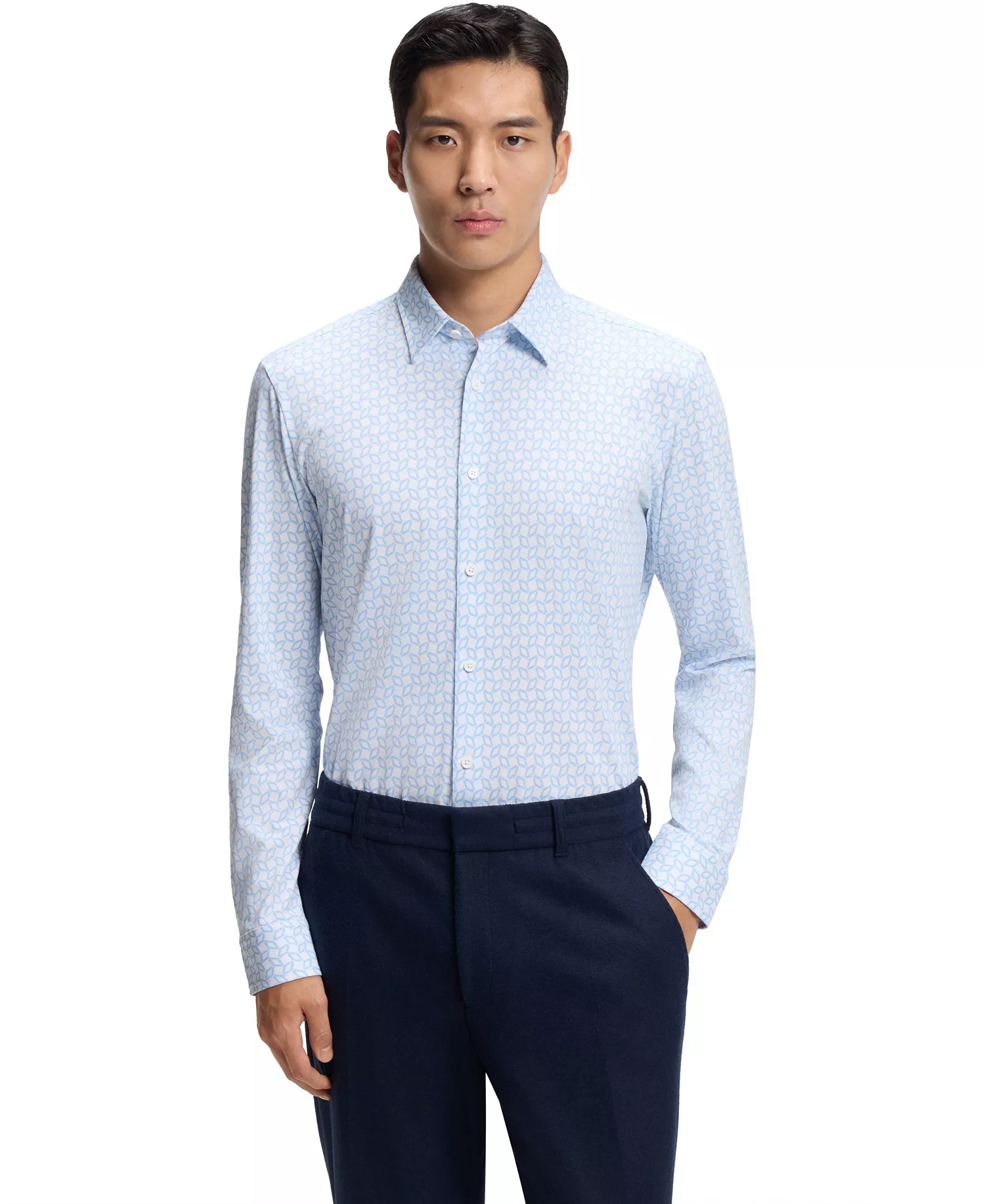 mni-895784a8dc74a98f495cee7cff953727 Men's Printed Cotton Blend Slim-Fit Dress Shirt