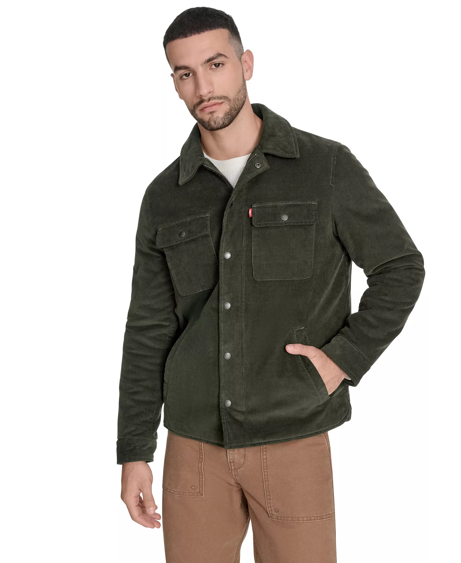 mni-896e7676e1c4f9829b93a43ca4bcc3a0 Men's Corduroy Plaid Lining Shirt Jacket — изображение 3