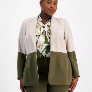 Plus Size Colorblocked Boyfriend Blazer
