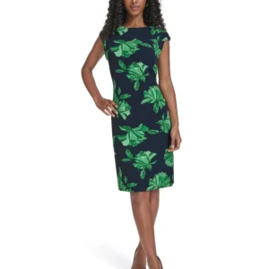 Women's Printed Cap Sleeve Shift Dress