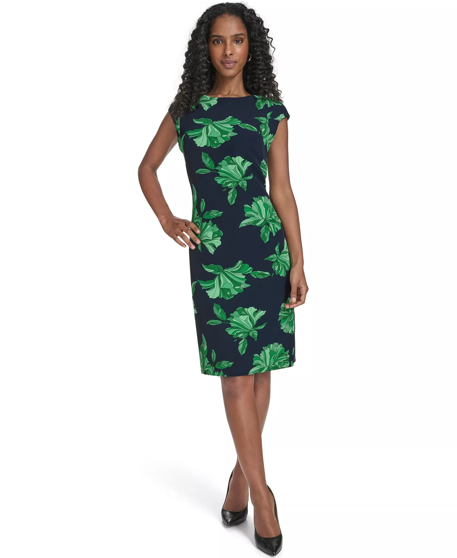 mni-89c9e3bdcb32c54f7fa20a08da6f4f5b Women's Printed Cap Sleeve Shift Dress