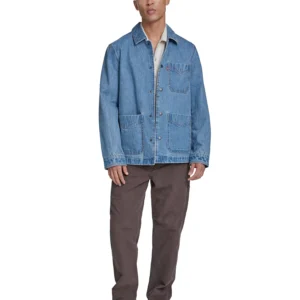 Men's Three-Pocket Zippered Chore Denim Jacket