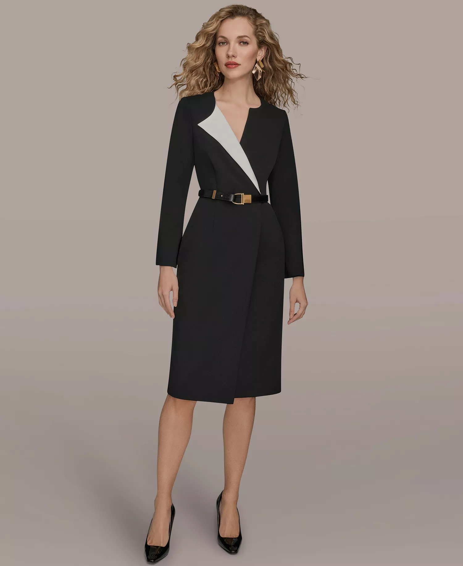 mni-8ae16c81f67274d89e3809d888392598 Women's Long-Sleeve Belted Midi Dress