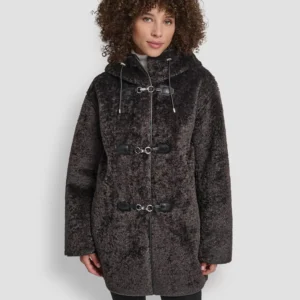 Women's Shearling Hooded Toggle Coat