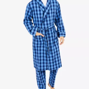 Men's Buffalo Plaid Shawl-Collar Cotton Robe